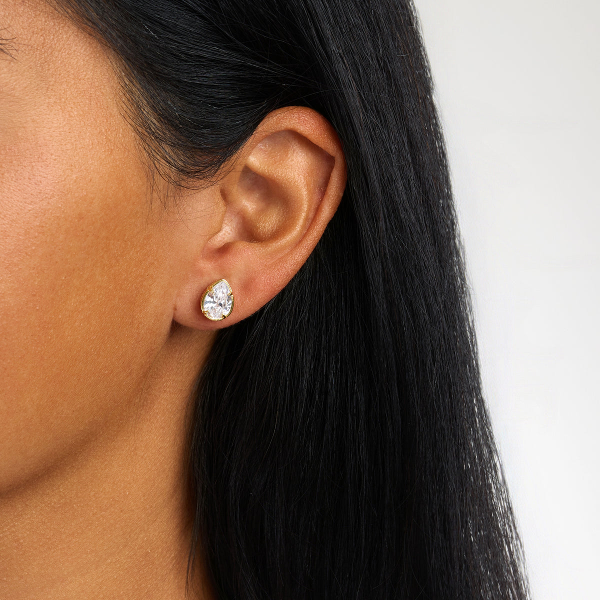 Alessia Pear Bezel Stud Earrings