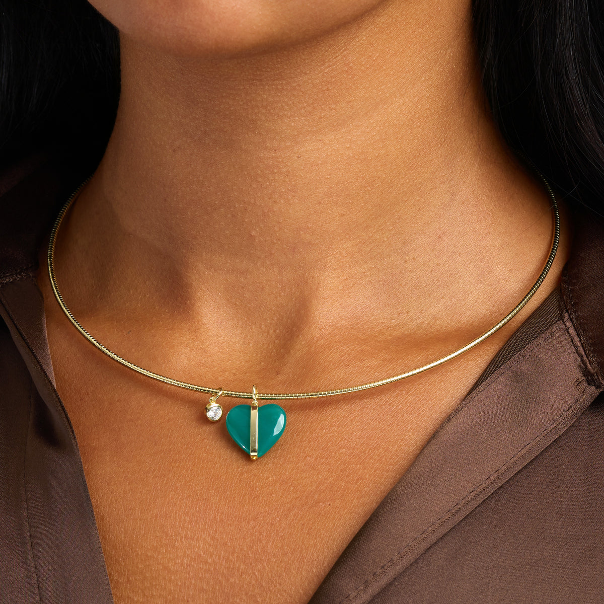 Amara Green Quartz Heart Collar Necklace