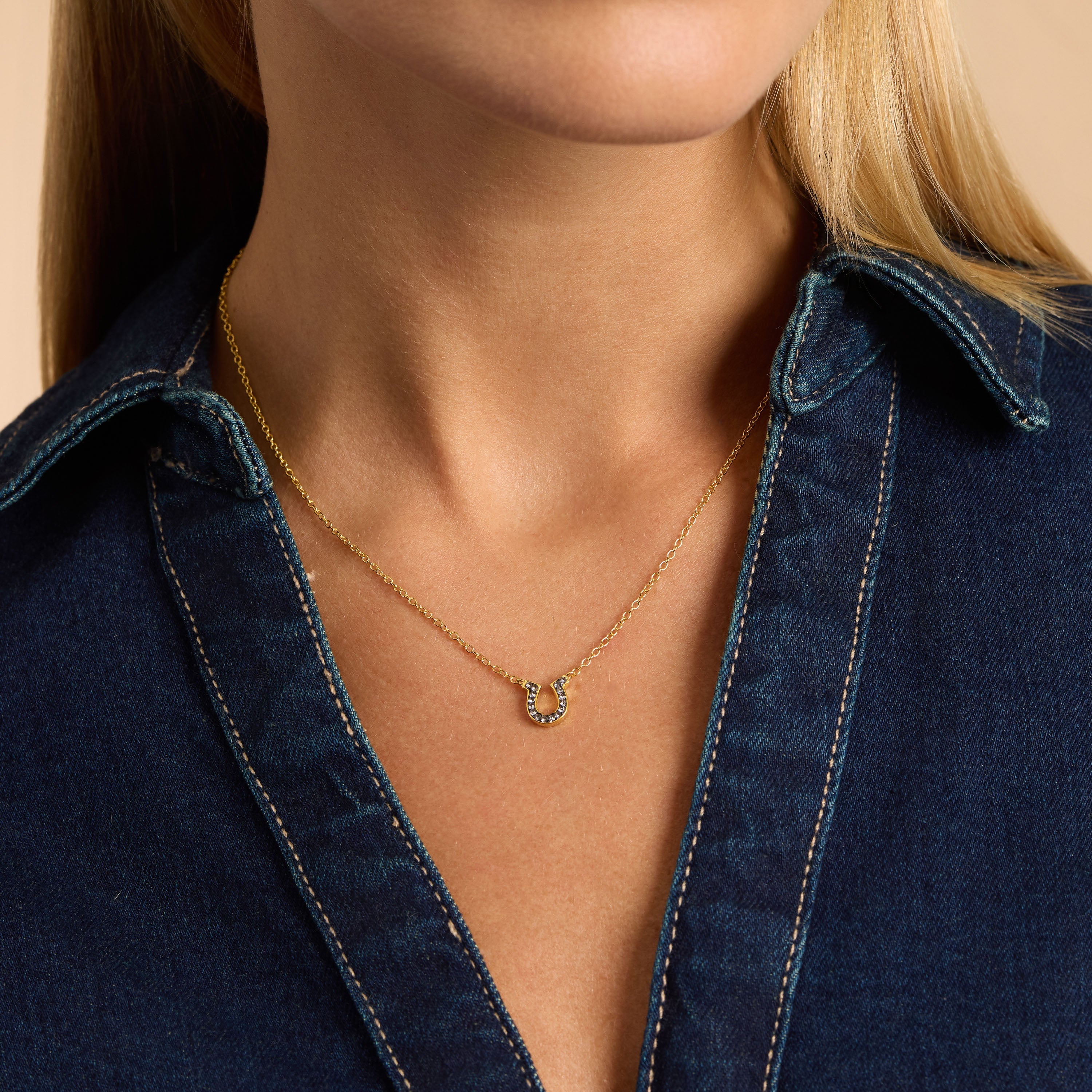 Midnight Horseshoe Pendant Necklace