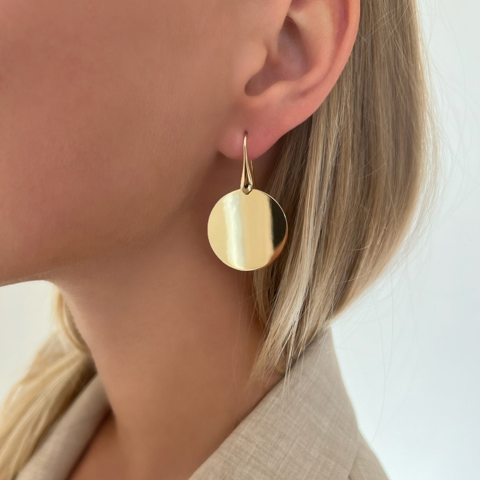 Bold Disc Drop Earring