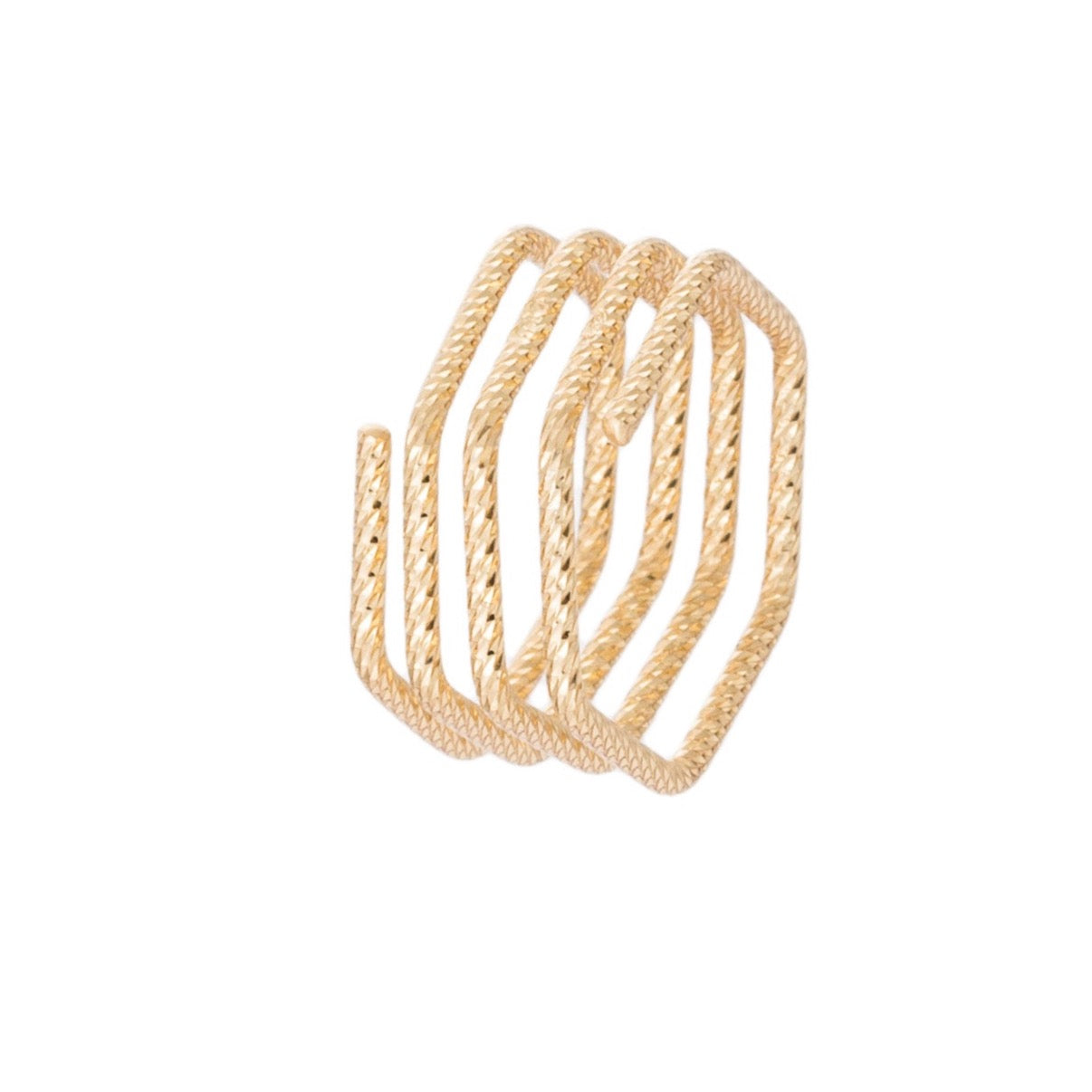 Gold Textural Geometric Stacked Ring