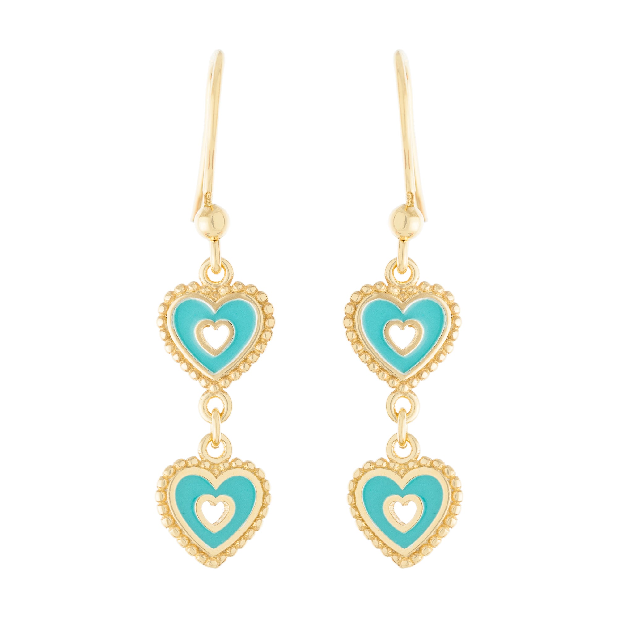 Double Heart Enamel Drop Earring