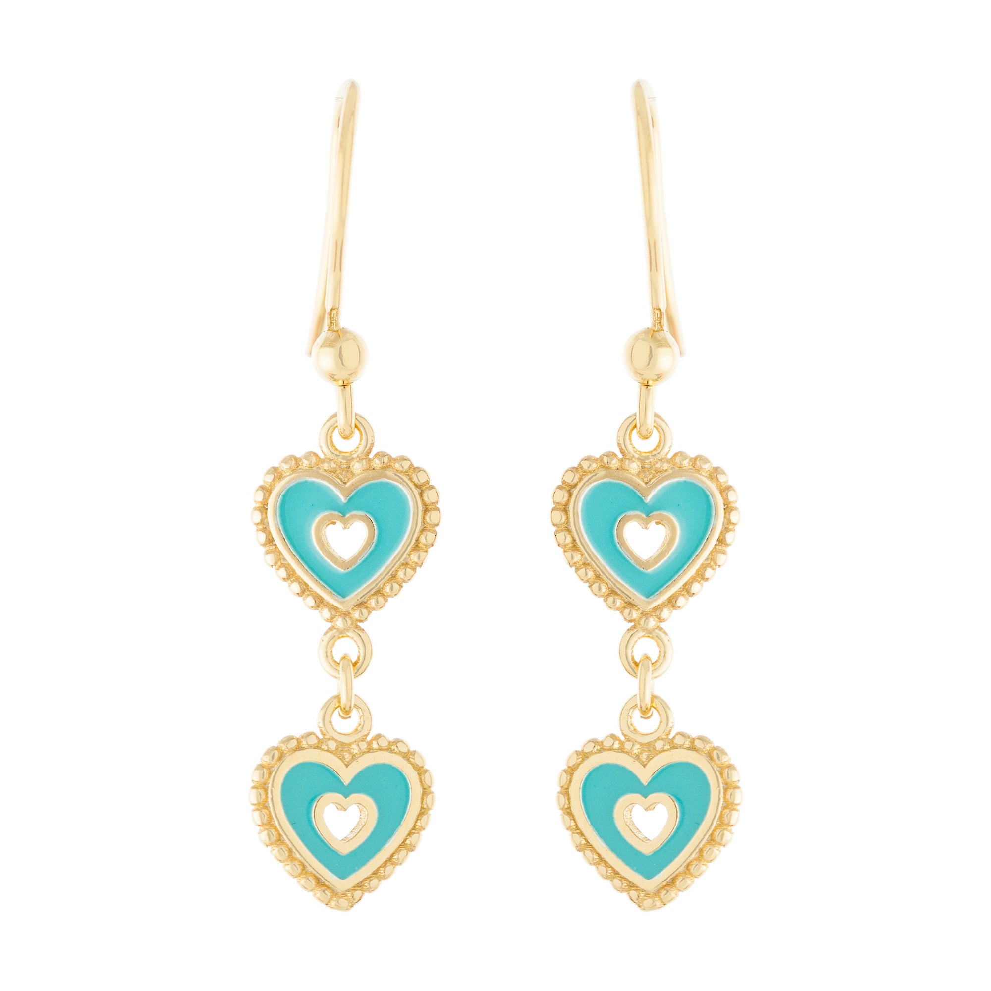 Double Heart Enamel Drop Earring