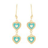Double Heart Enamel Drop Earring