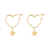 Star Charm Heart Hoops