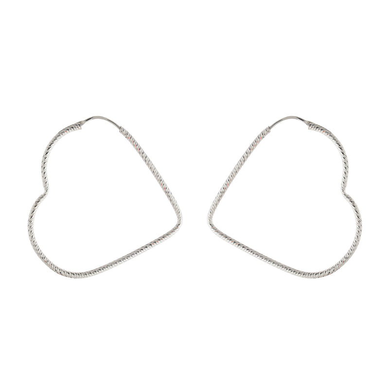 Textured Heart Hoops