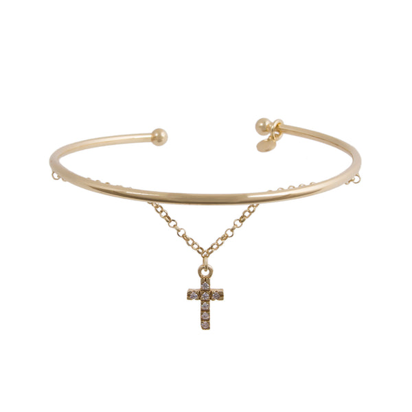 Pave Cross Charm Cuff