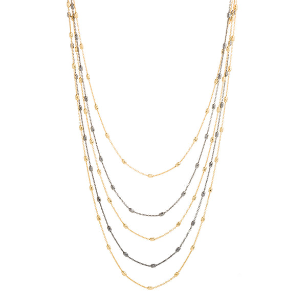 Mixed Metal Layered Bead Necklace