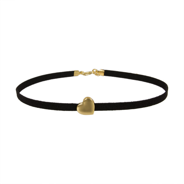 Sideways Heart Leather Choker