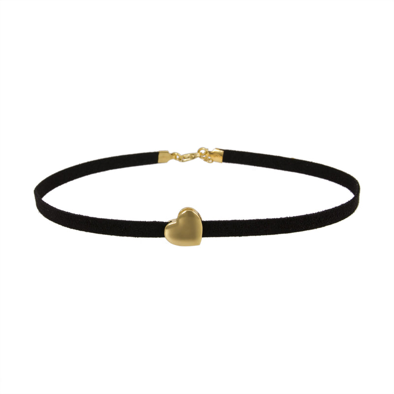 Sideways Heart Leather Choker