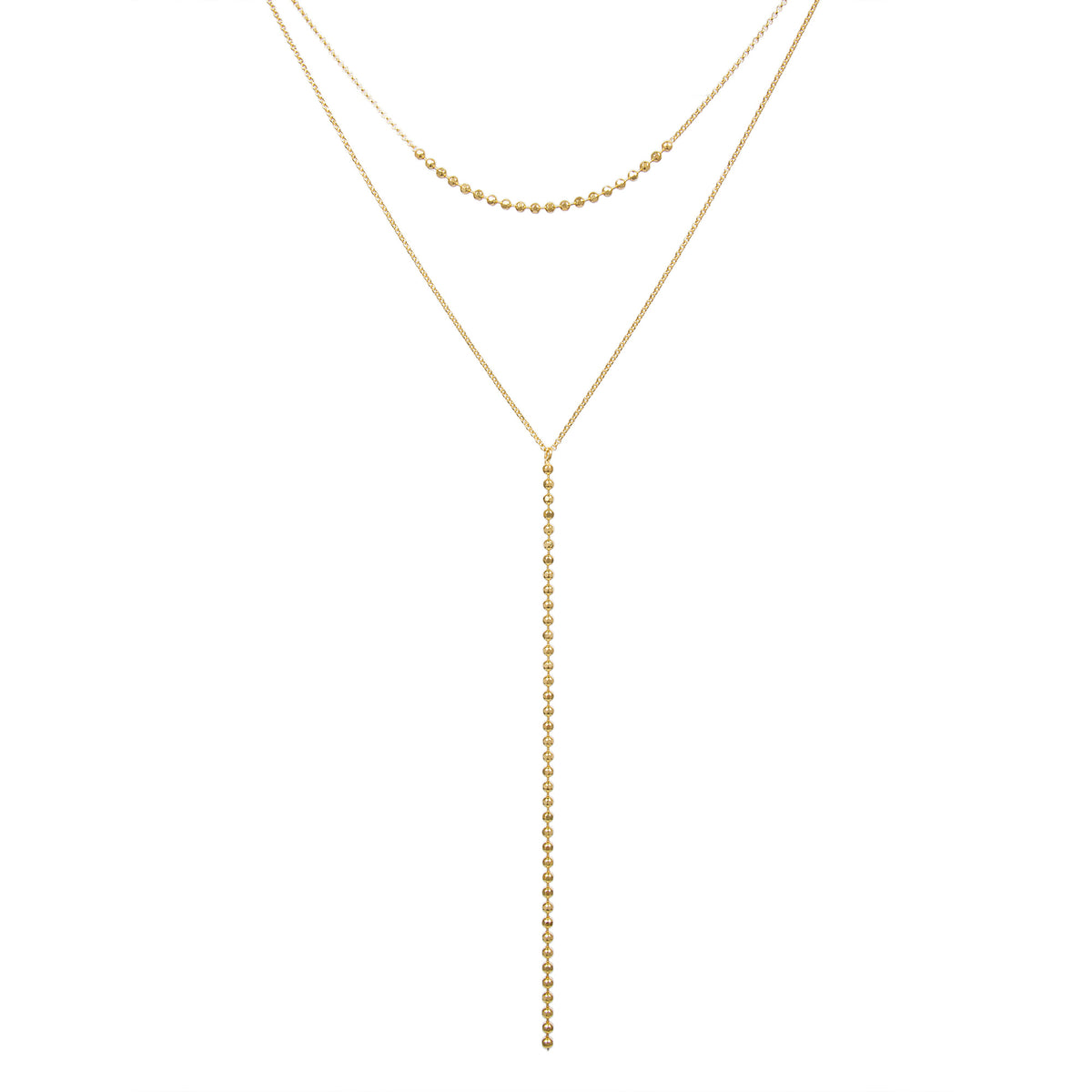 Layered Beaded Y Necklace