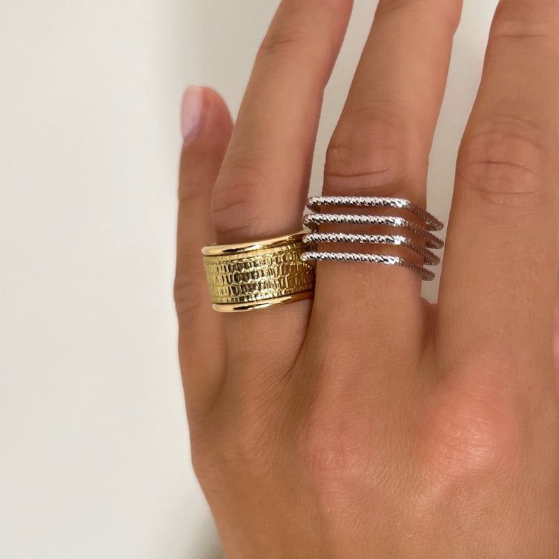Textural Square Stacked Ring