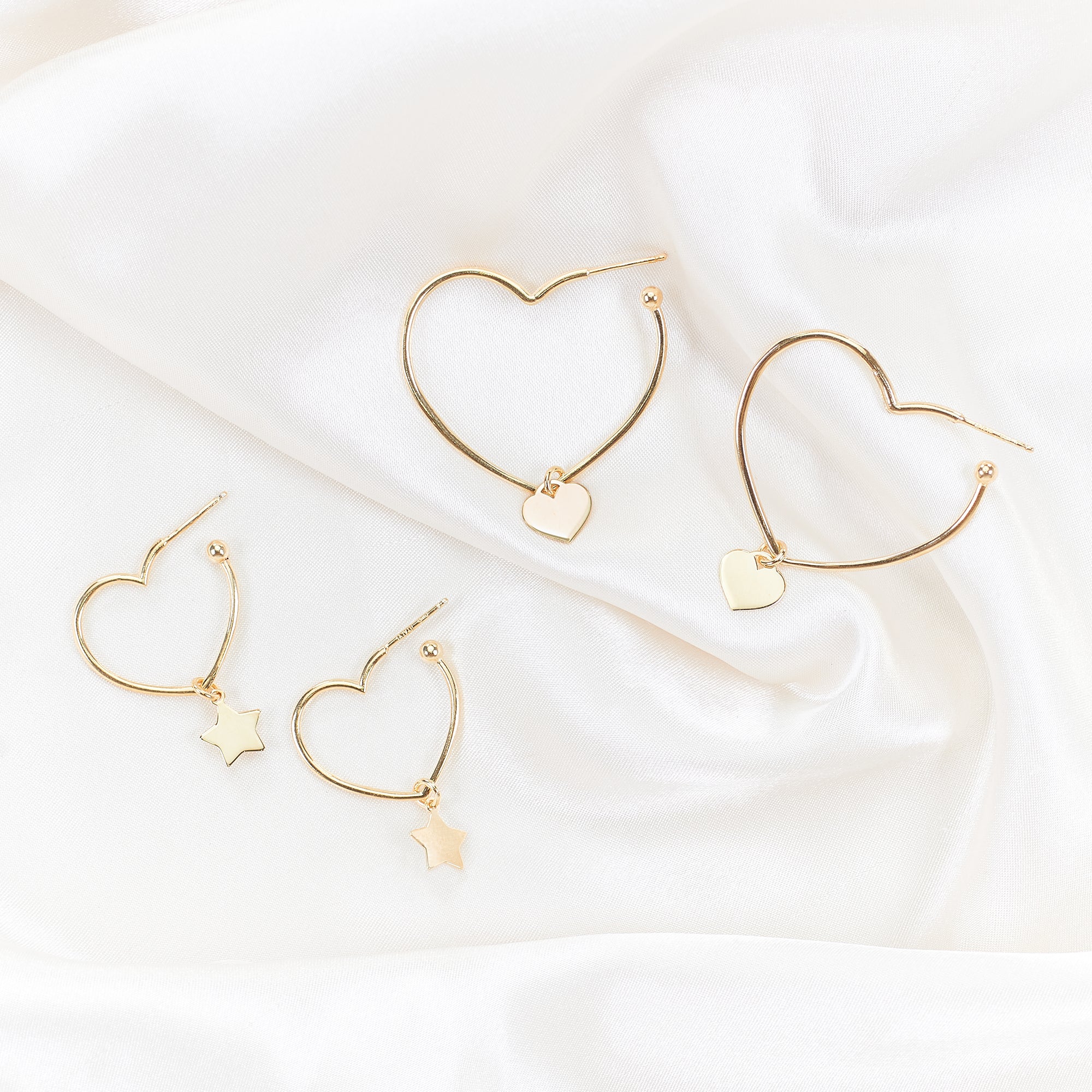 Heart Charm Hoops