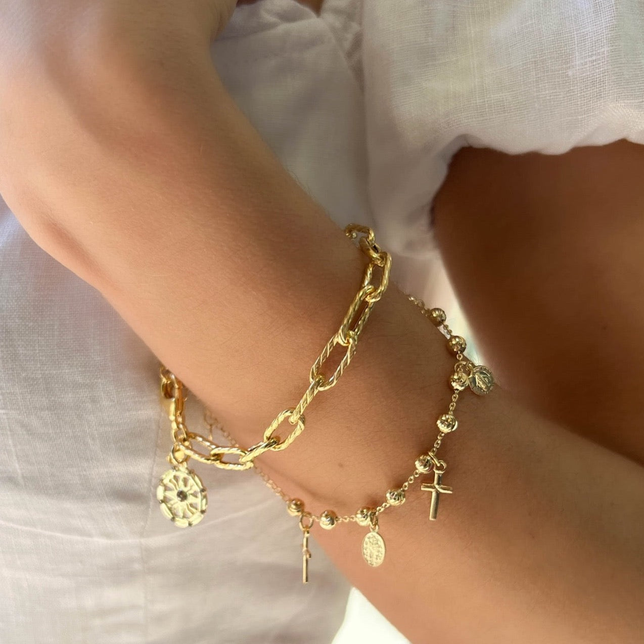 gold pendant bracelet - athra luxe